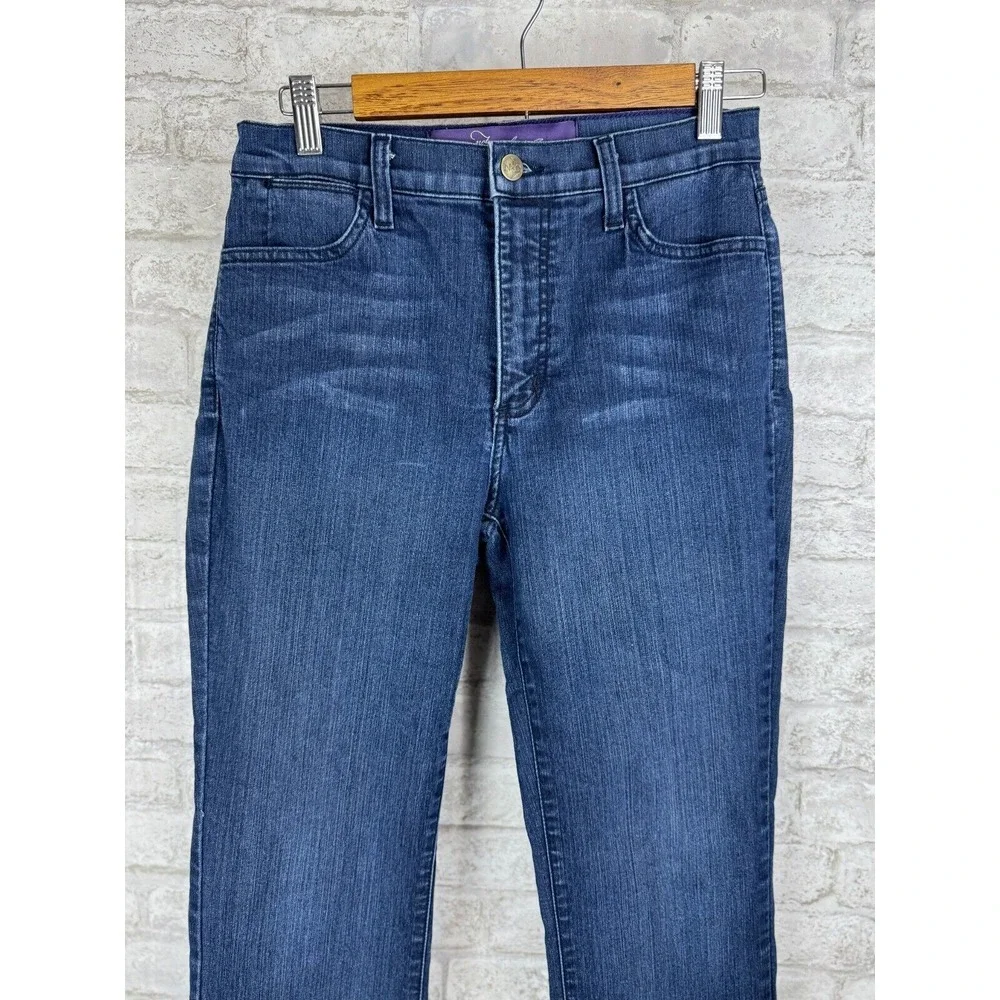 NYDJ Blue Straight Leg Jeans with Embroidered Pockets - Picture 4 of 16
